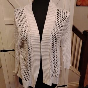 Choices White Women's Open-Knit Cardigan